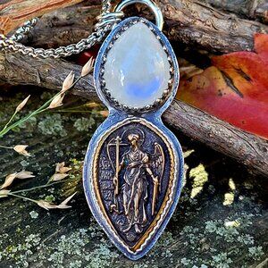 Handmade .925 Sterling Rainbow Moonstone Necklace